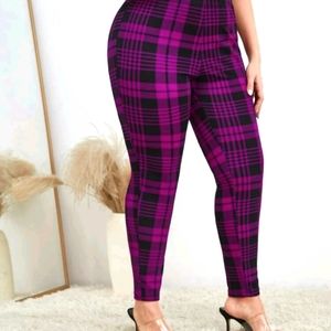 SheIn purple plaid leggings 3x